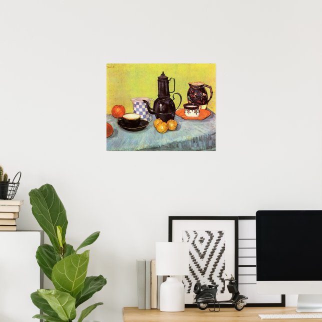 Poster Cafeteira de Esmalte Azul por Vincent van Gogh (Escritório em casa)