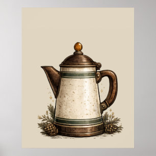 Poster Cafeteira de Esmalte Vintage