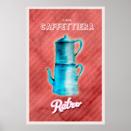 Poster Cafeteira Vintage Azul