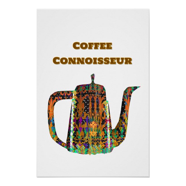 Póster Cafeteteira Floral Connoisseur de Café (Frente)