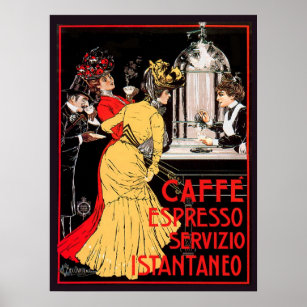 Poster Caffe Espresso Servizio Istantaneo