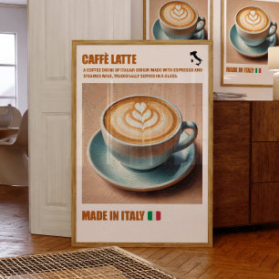 Poster "Caffè Latte Impressão, Espresso Beber Muro