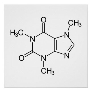 Póster Caffeine Molecule Chemistry Átomos de café