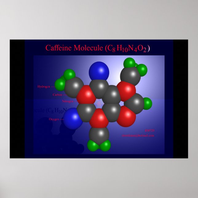 Póster Caffeine Molecule (impressão) (Frente)