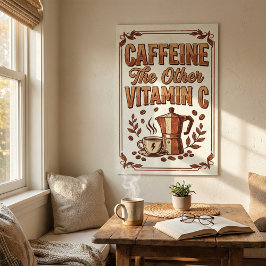 Poster Caffeine The Other Vitamin C Vintage Coffee
