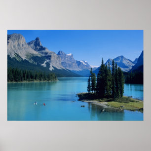 Poster Caiaque no Lago Maligne na Spirit Island