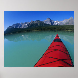 Poster Caiaque no Lago Waterfowl abaixo do Howse Peak