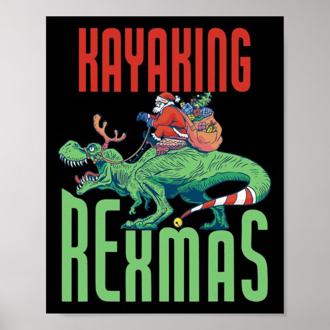 Poster Caiaque Rexmas T-rex Dinossauro Natal Férias K (Frente)