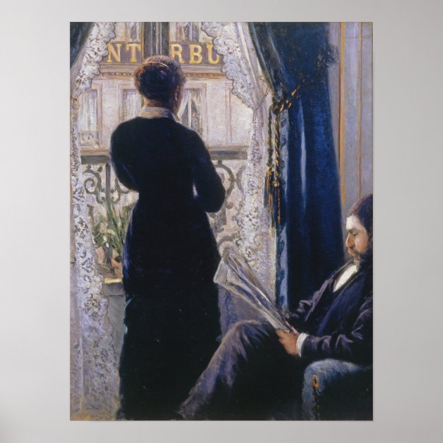 Poster Caillebotte - Mulher Interior à Janela (Frente)