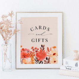 Poster Cair Pequeno Cartões de Flor Selvagem e Sinal de p