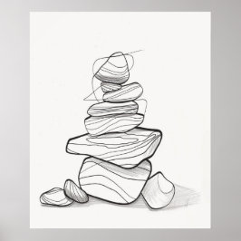 Poster Cairn Rock Pile - linha minimalista art II