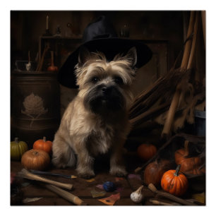 Póster Cairn Terrier Abóboras Dia das Bruxas Assustador