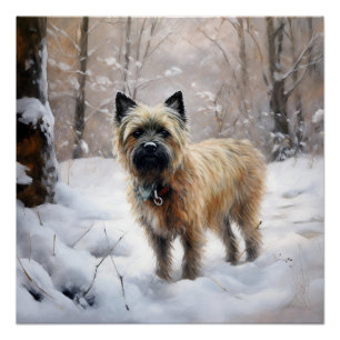 Póster Cairn Terrier Deixe Nevar Natal