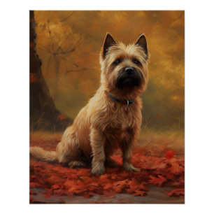 Póster Cairn Terrier nas Folhas de Outono Caem Inspiração