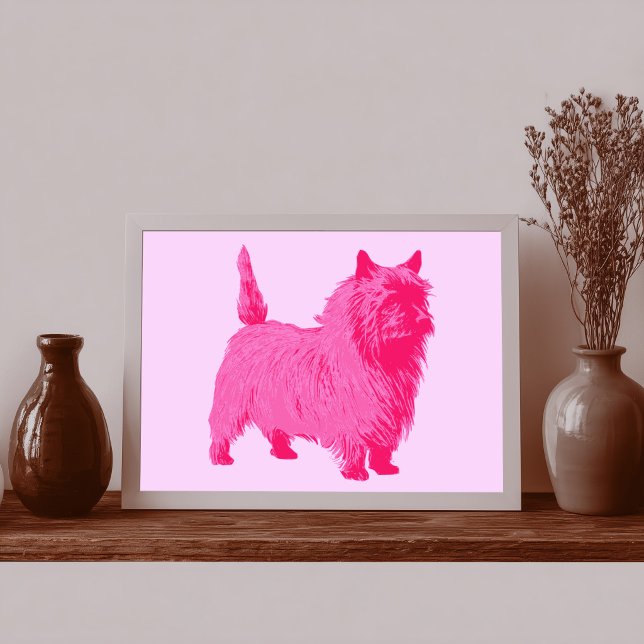 Póster Cairn Terrier Rosa Estilo Moderno (Modern Style Pink Cairn Terrier Poster)