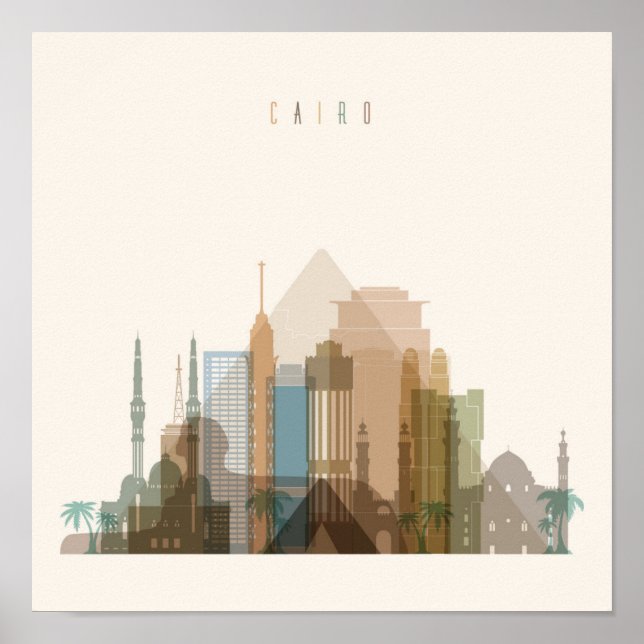Póster Cairo, Egito | Linha Skyline Cidade (Frente)