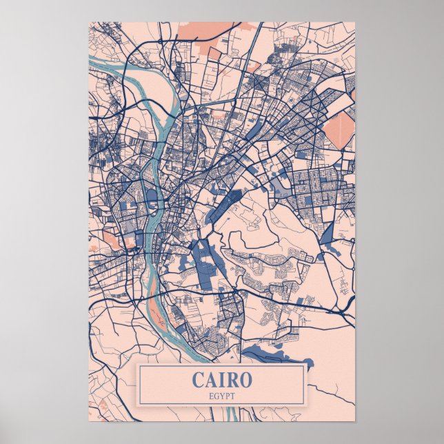 Poster Cairo Egypt Breezy City Map Travel (Frente)