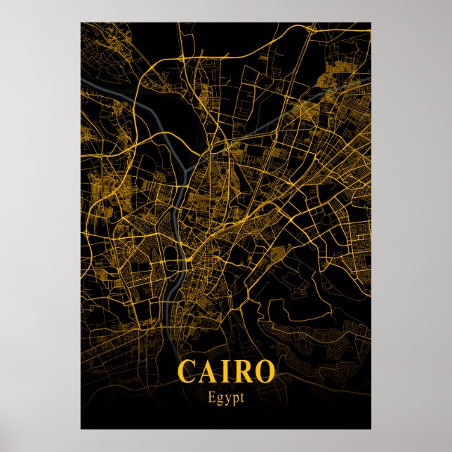 Poster Cairo - Mapa da Cidade Dourada do Egito (Frente)