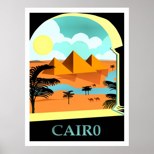 Poster Cairo, viagens vintage egípcia (Frente)