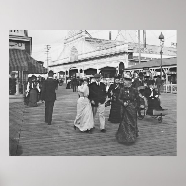 Poster Cais do Oceano em Atlantic City 1902 (Frente)