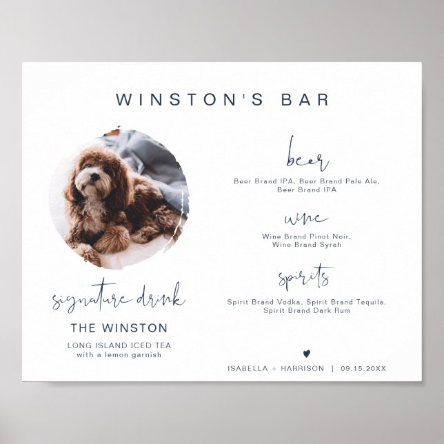 Poster CAITLIN Navy 1 Foto Bebida Personalizada Bar Placa (Frente)