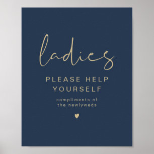 Poster CAITLIN Navy & Gold Ladies Bathroom Toiletry