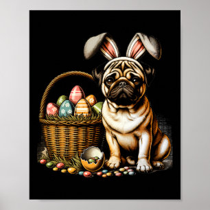 Poster Caixa de Cachorro Boxer Bunny Fofinho Ovos de Pásc