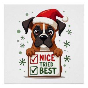 Póster Caixa de cachorro fofo de Natal Legal Tentei o meu