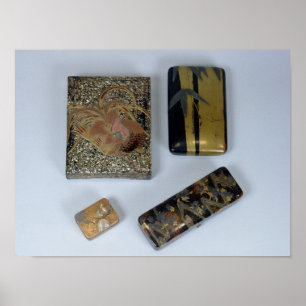 Póster Caixa de escrita decorada com um galo novo