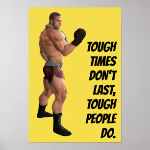 Póster Caixa de Palavras Motivacionais do Boxeador Lutado