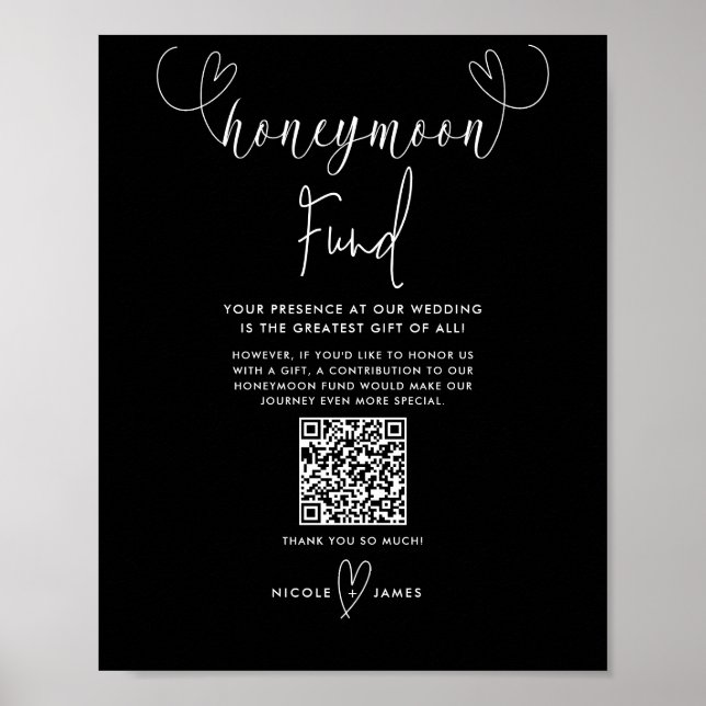 Poster Caixa de Presente de Casamento Preto e Branco para (Frente)