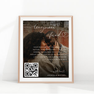 Poster Caixa de Presente de Lua de Mel com Foto de Coraçã
