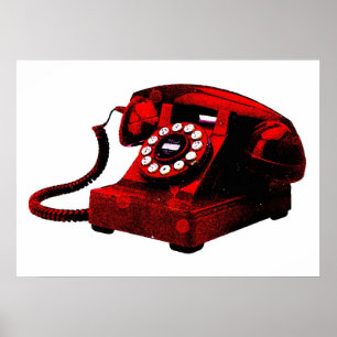 Póster Caixa de Telefone da Mesa Vermelha pop Art Antiga