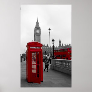 Póster Caixa de telefone do Big Ben em Londres