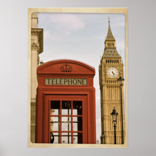 Poster Caixa de Telefone e Torre do Big Ben
