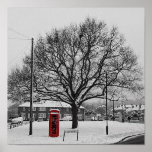 Poster Caixa de telefone na neve
