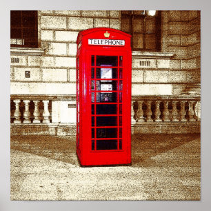 Póster Caixa do telefone de Londres (efeito de borda do