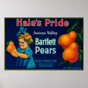Poster Caixa Hale LabelSuisun da pera do orgulho, CA