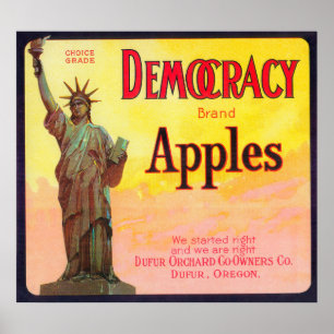 Póster Caixa LabelDufur de Apple da democracia, OU