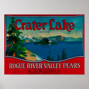 Poster Caixa LabelMedford da pera do lago crater, OU