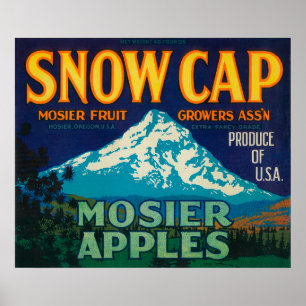 Poster Caixa LabelMosier de Apple do boné da neve, OU