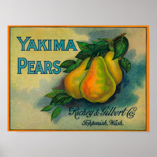 Poster Caixa LabelToppenish das peras de Yakima, WA