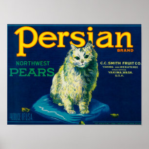 Póster Caixa persa LabelYakima da pera, WA