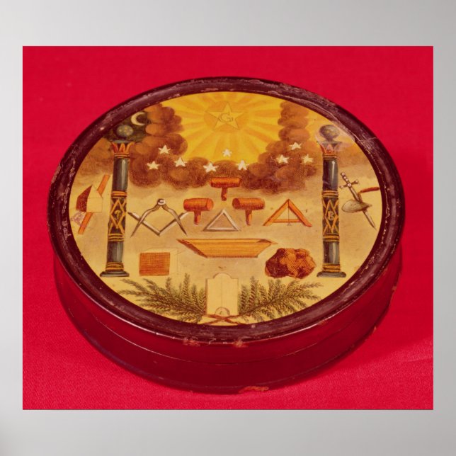 Póster Caixa pintada oval, com símbolos de Freemasonry (Frente)