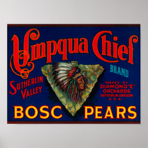 Póster Caixa principal LabelSutherlin da pera de Umpqua,