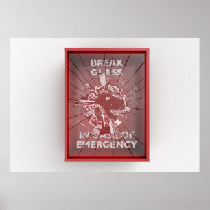 Poster Caixa vermelha da ruptura em caso de urgência