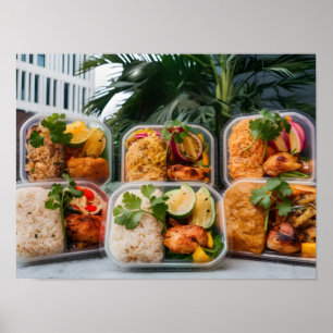 Poster Caixas de Almoço Modernas da Comida Tailandesa