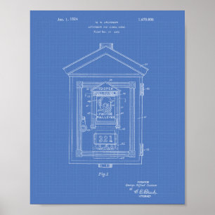 Póster Caixas de Sinal 1924 Arte Patente - Blueprint