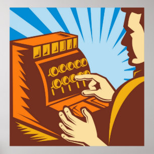 Póster caixeiro das vendas com estilo do wpa da caixa