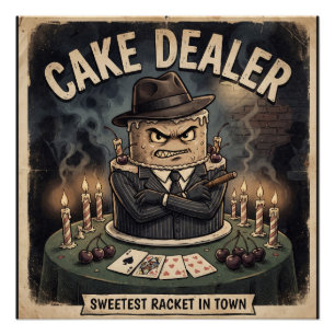 Póster "CAKE DEALER" Design de Bolo Mafioso